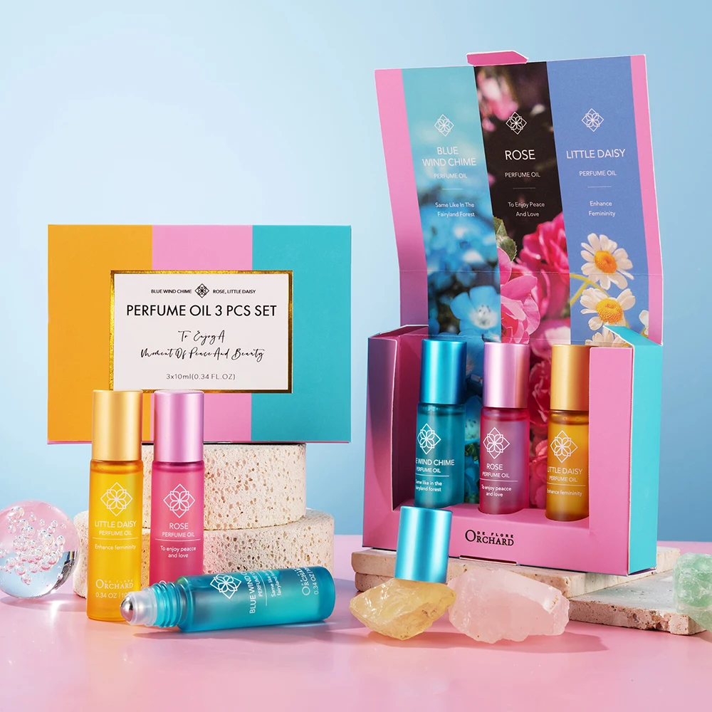 Wholesale Roll On Perfume Oil Fragrance Relaxed And Positive Mood Rose Roll On Perfume Oil Gift Set For Women