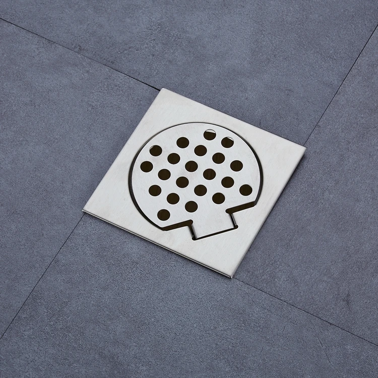 Simple Cheap Stainless Steel 6 inch Quick Drainage Square Mirror Outdoor Waste Strainer Balcony Floor Drain Trap