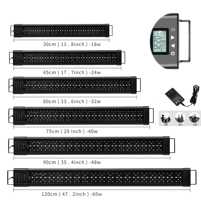 LED 18W IP68 Aquarium Plant Light Full Spectrum Fish Tank Light Fixture Dimmable 7 Colors 90 150 Cm Led Blue Light Aquarium RGB