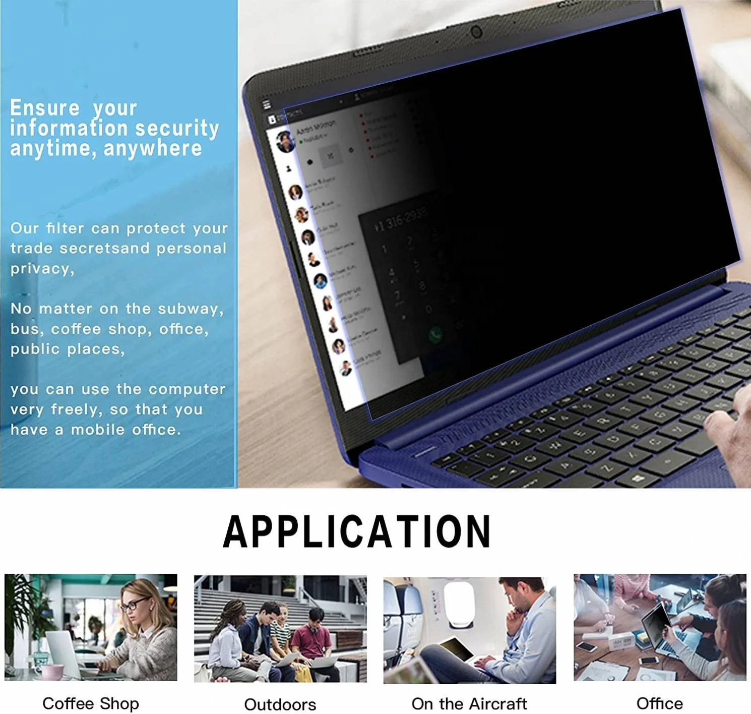 24 inch 16 9 Privacy Screen Protection for TV, Monitor Privacy Filter