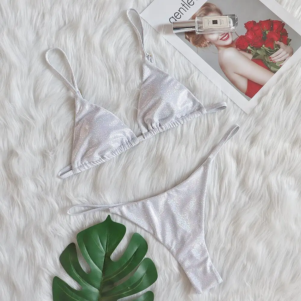 Summer Swimming Bathing Suit Custom Micro Mini Thong Diamond Brazilian Bikini Women Plus Size Swimwear Sexy