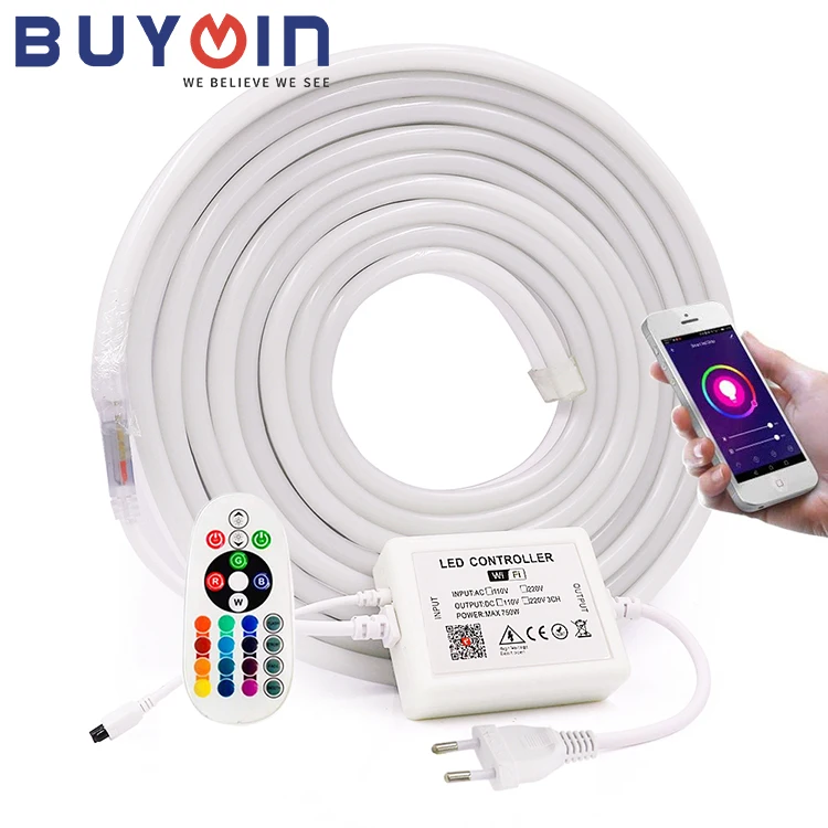 5050 RGB 5m 110V 220V Flexible letters neon sign LED neon lights EU adapter Outdoor IP67 Garden Christmas Decor Led Strip Light