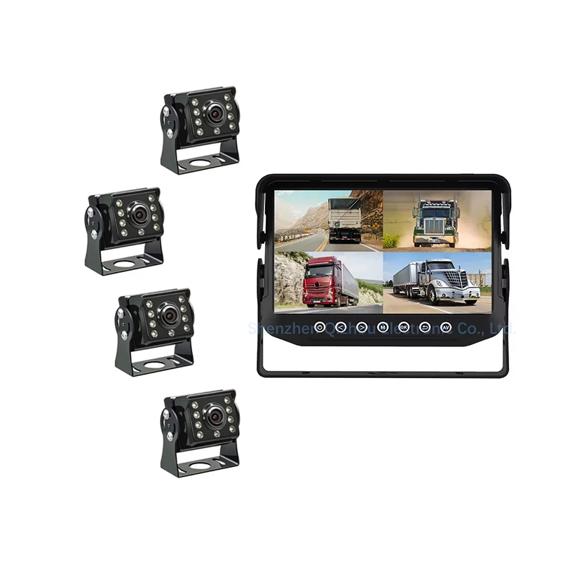 Best Seller Rear View Camera system and Quad Split Loop Recording Monitor Night Vision Waterproof Built in DVR 7in Monitor Kit