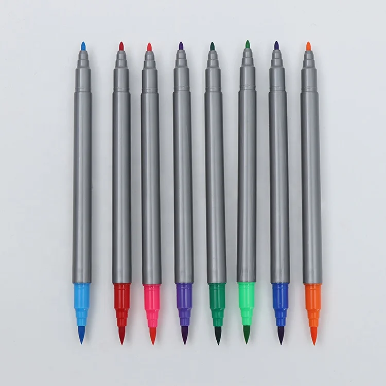 Dual tip brush pen and color marker pen