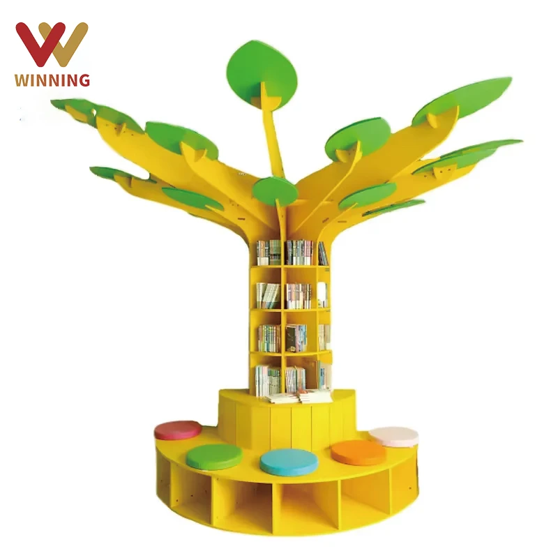 Children Library Home Furniture Acoustic Learning Tree Bookshelf For Childcare Daycare Shelves Reading Corner Room