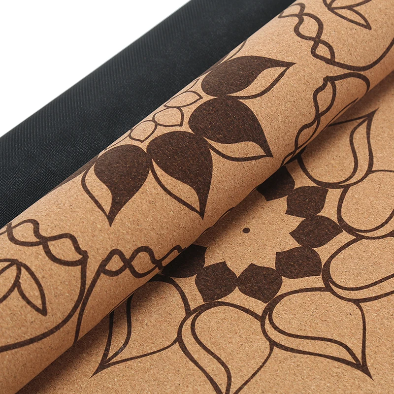 Hot Sale Custom Printed Foldable Yoga Mats Anti Slip Eco Friendly Natural Cork Rubber Yoga Mat Block Wheel Bag Yoga Mat Sets