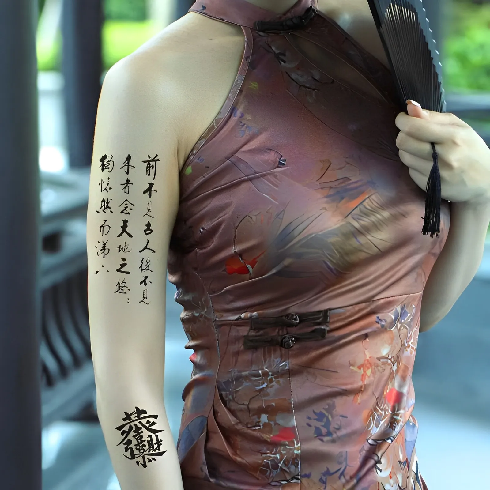9 new Chinese style poetry arm tattoo stickers waterproof Herbal juice semi permanent tattoo sticker