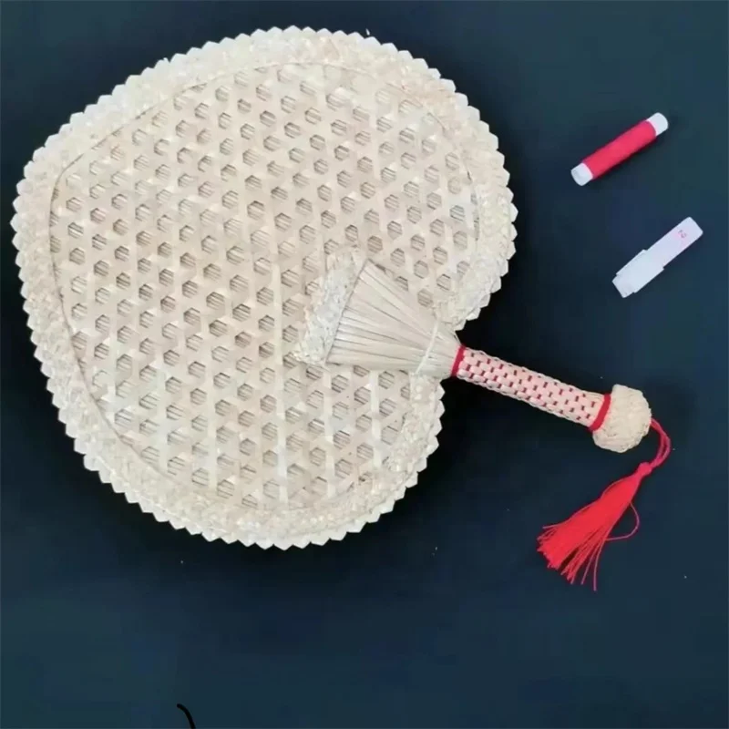 Hot sale new arrival handmade fan natural wheat straw hand woven custom hand fan handmade for cool in summer
