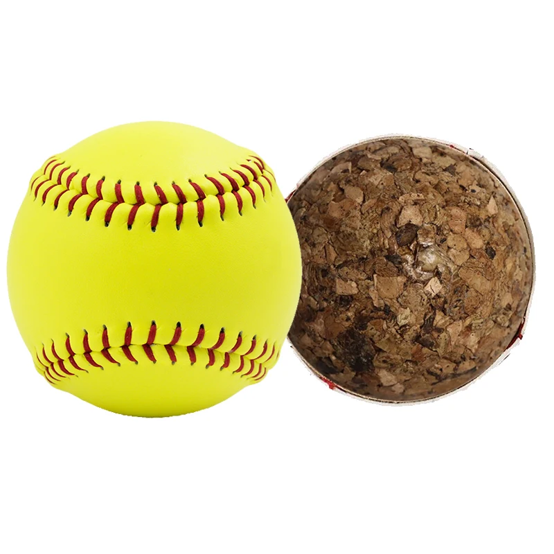 Factory Price  High Quality Outdoor Sports Official Yellow Leather Baseball Custom Logo 12 inch Training Softball