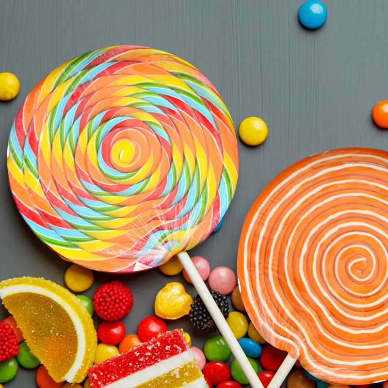 1000g Gift Box Oversized Lollipop Heart-shaped Round Variety of Fruit Flavors Giant Rainbow Wave Board Lollipop