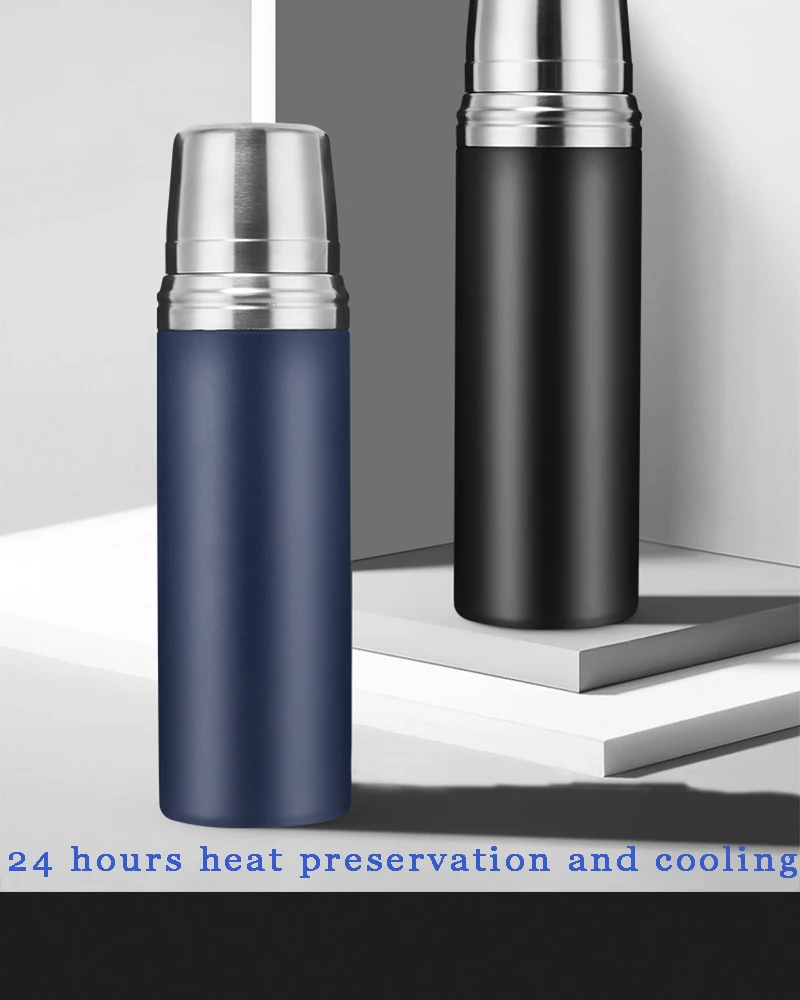wholesale double wall vacuum insulated stainless steel termos flask with strap termos mug