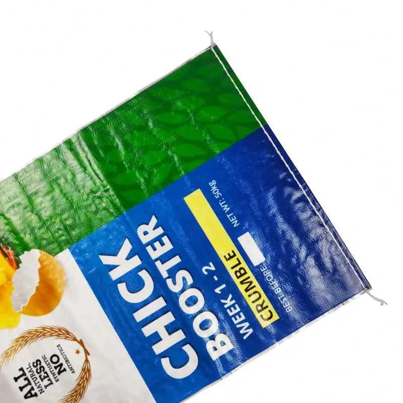 Hot sales glossy bopp laminated white pp polypropylene chicken poultry feed bag 50kg animal feed packaging