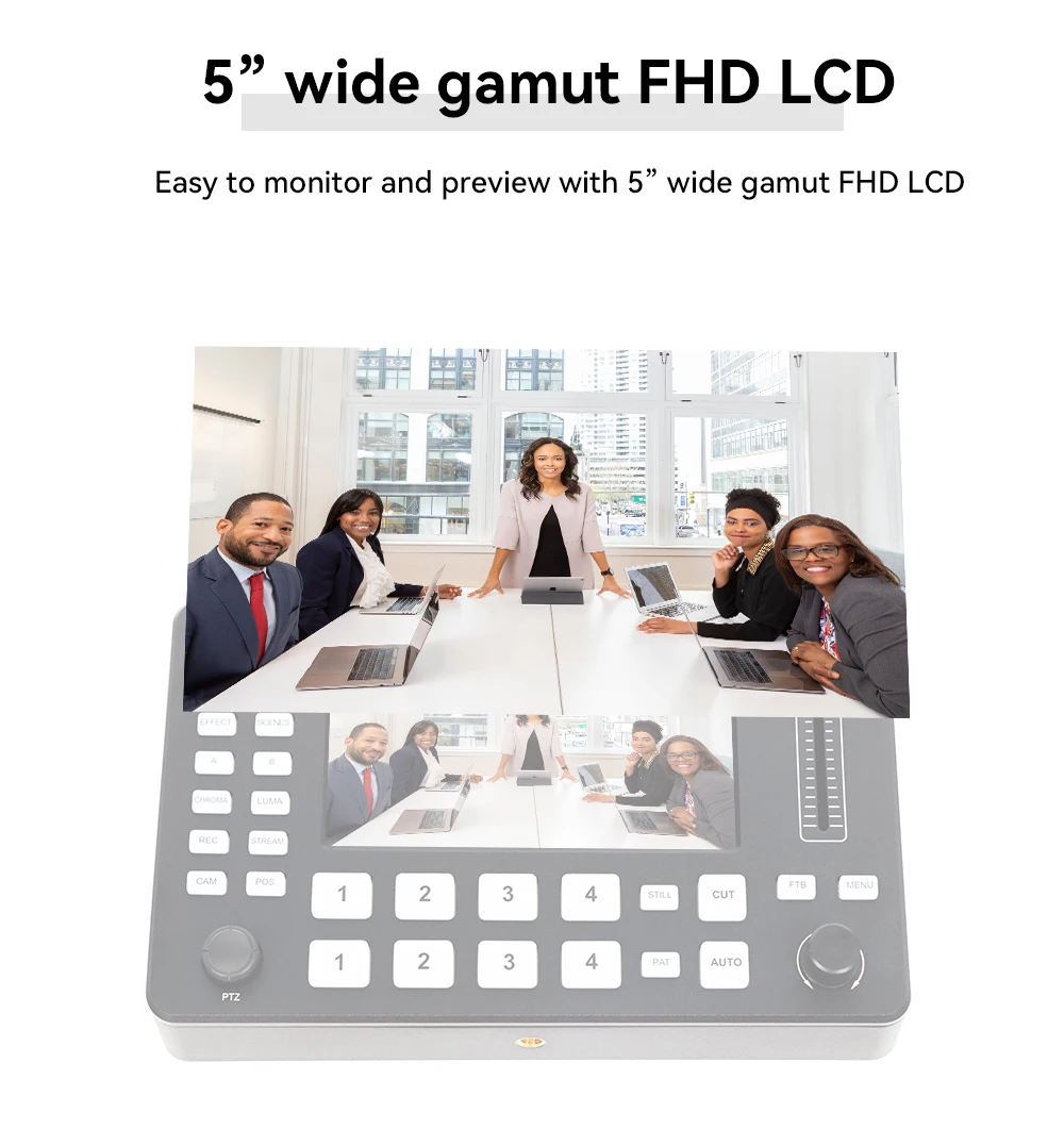 Quad broadcast 4 channels video streaming switcher video mixer live stream mixer video switcher for live and broadcast keyboard