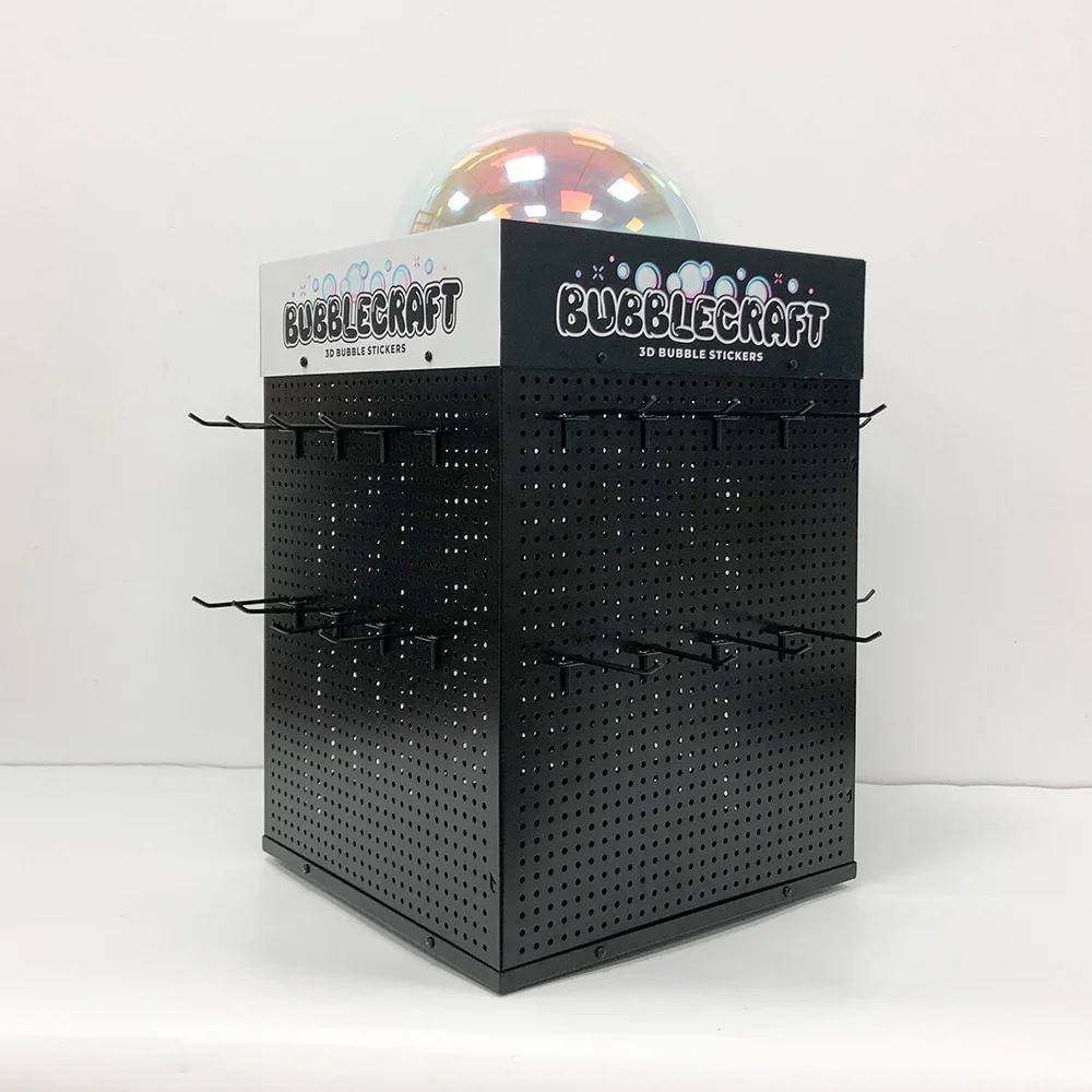 Rotating Electronic Accessories Display Stand Sticker Tool Retail Acrylic header Metal Pegboard Display Rack