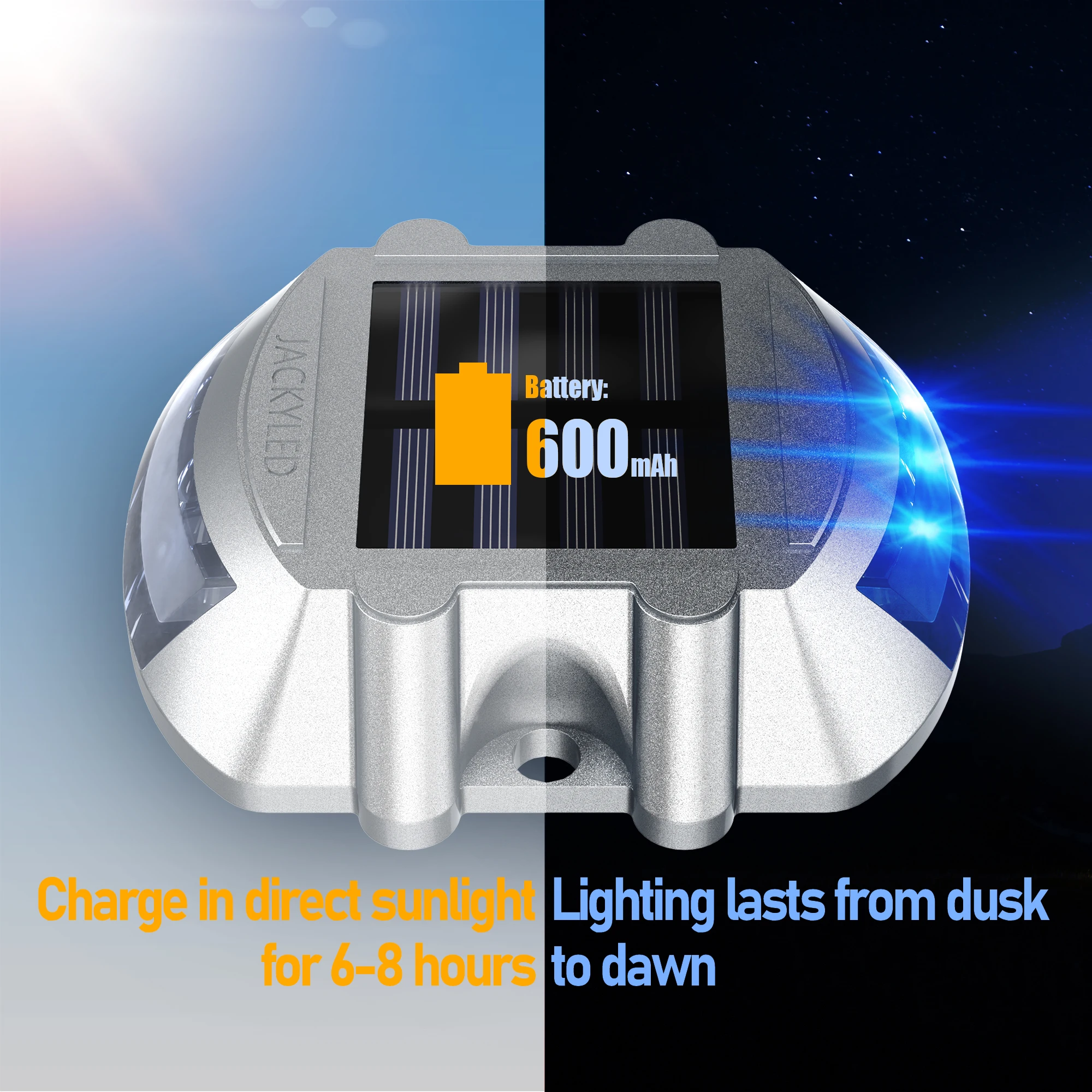 JACKYLED Solar Driveway Waterproof Light Aluminum Solar Charging Outdoor Highway Road Stud Light