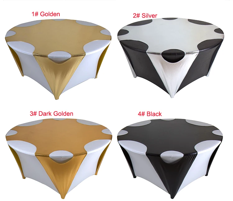 Cheaper Metallic Silver Spandex Round Table Cloth Table Overlay for Party Event Wedding