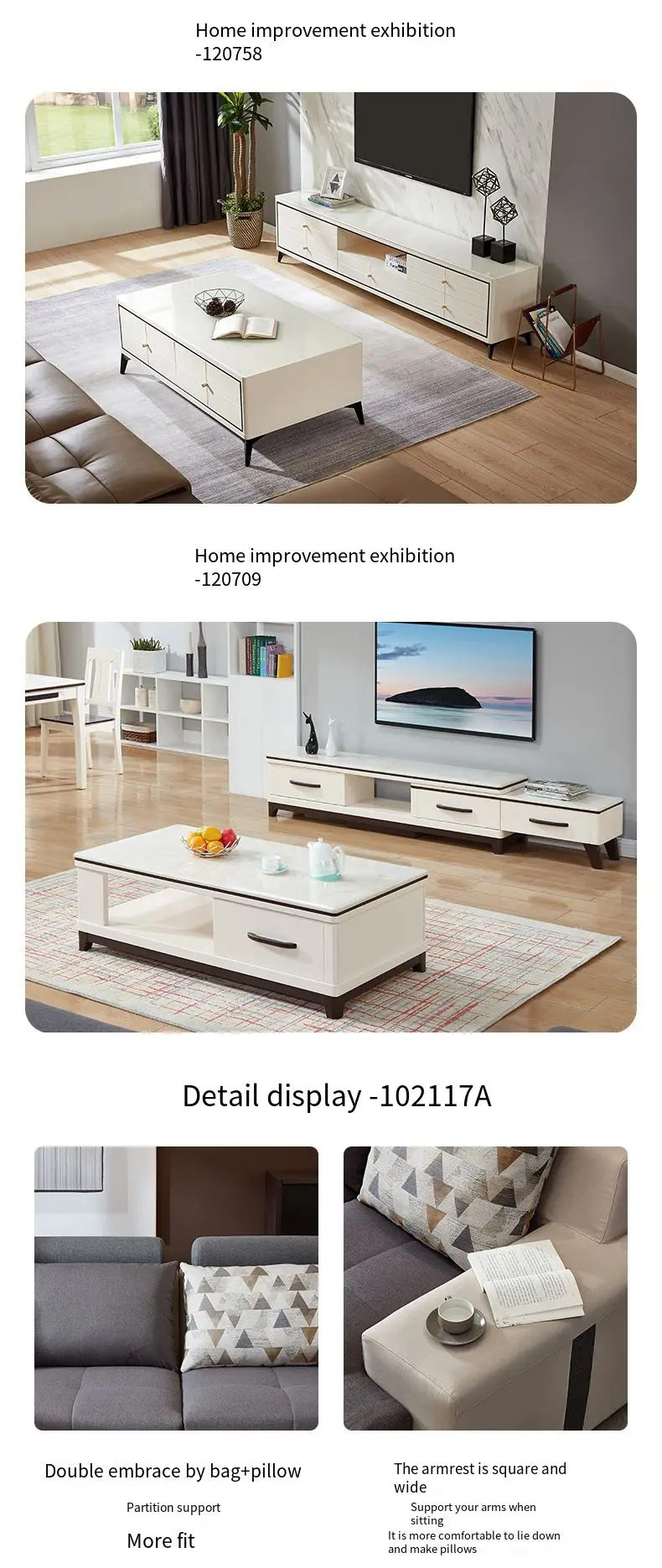 QFS41 Sofa + coffee table TV cabinet set luxury furniture living
