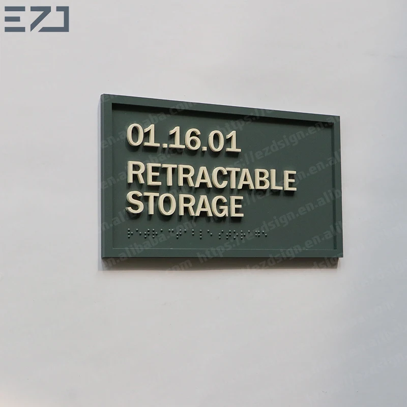 EZD Custom Uniques Color ADA Compliant Hotel Restroom Wall Mounting Washroom Door Name Sign Plates with Tactile Braille