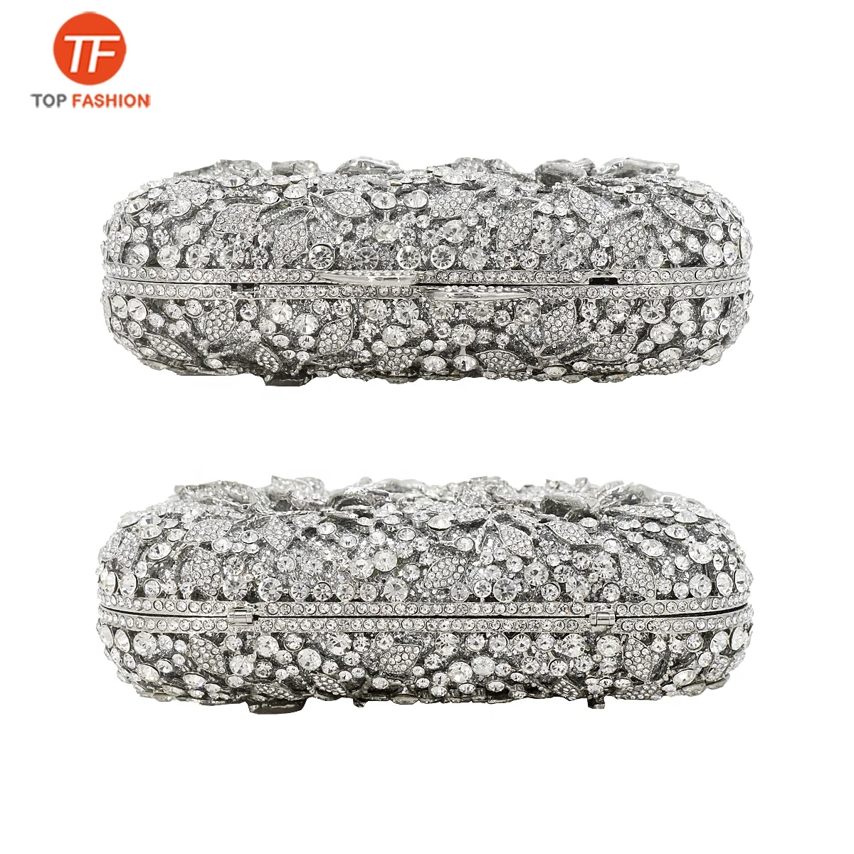 China Factory Wholesales Nice Crystal Rhinestone Clutch Evening Bag for Formal Party 2 Foral Clutch Purse