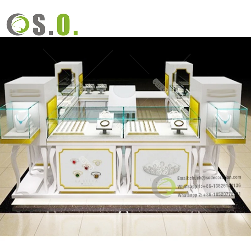 Shopping Mall Jewelry Retail Store Furniture Custom Glass Display Showcase Cabinet Jewelry Kiosk