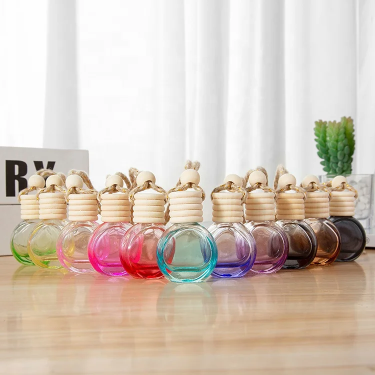 Custom Logo Flat Glass Car Perfume Bottles Empty Hanging Car Diffuser Windshield Pendant Carrying Color Bottle Fresh Air 227