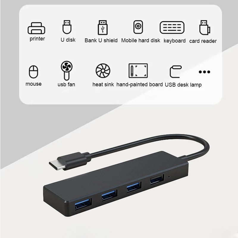 factory wholesale ABS 4 in 1 USB-C Type-C dock station Adapter for MacBook high Speed Data 4-port usb 3.0/2.0 type c hub