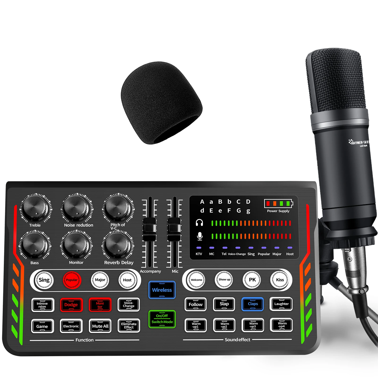 Recording Studio XLR Desktop Condenser Microphone and Monitor Headphone With Sound Card with mixer Podcast