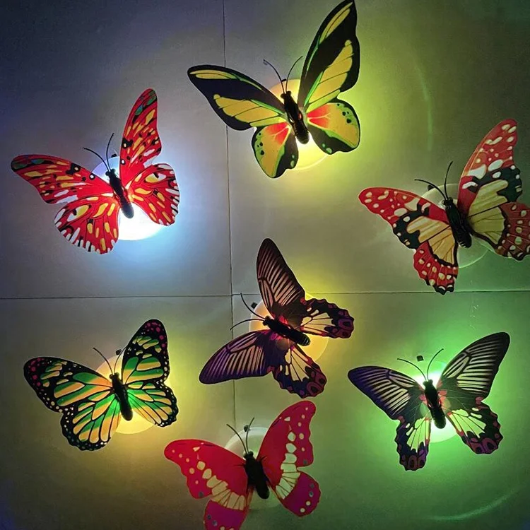Mini LED 3D butterfly night light, can paste LED decorative wall light