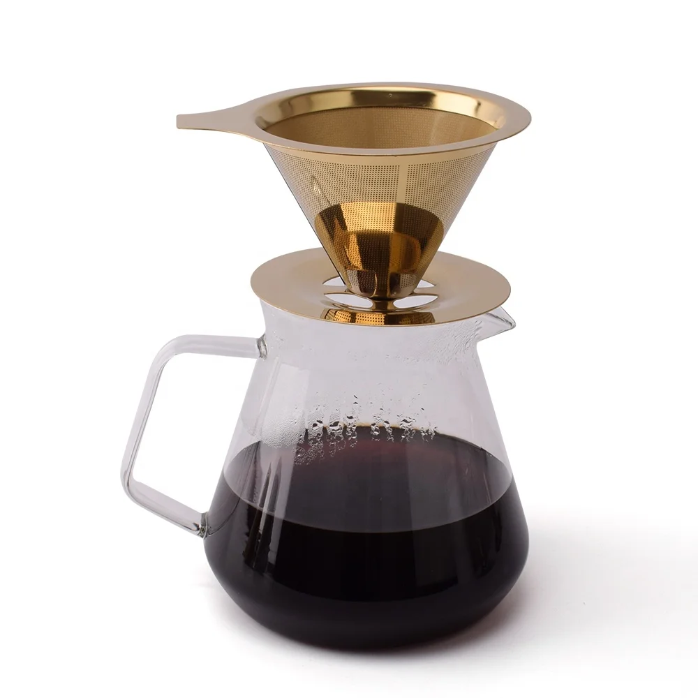 Double Mesh Line Stainless Steel Pour-over Coffee Dripper Slow Drip Brew Coffee Filter