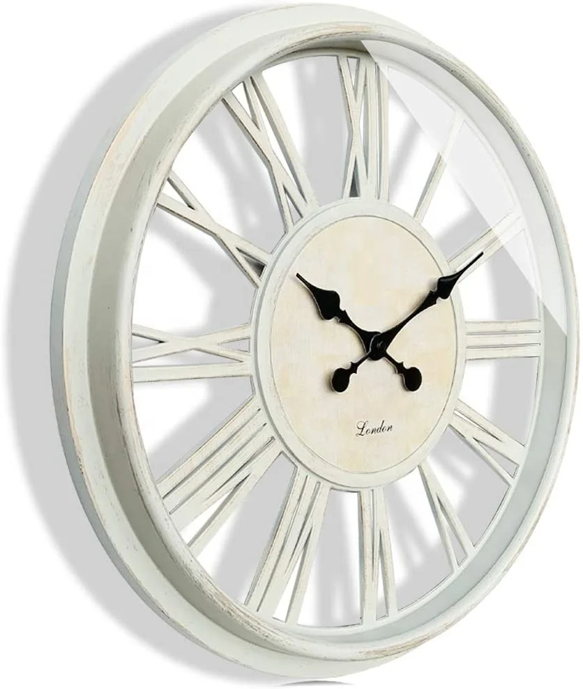 Настенные часы в деревенском стиле, круглые настенные большие часы с римскими цифрами, на батарейках, для гостиной и офиса, 20 дюймов