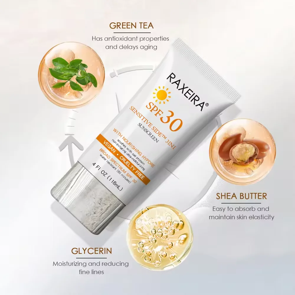 Private Label Organic Sunscreen Cream SPF 30 Natural UVA UVB Protection Moisturizing Sunscreen Cream