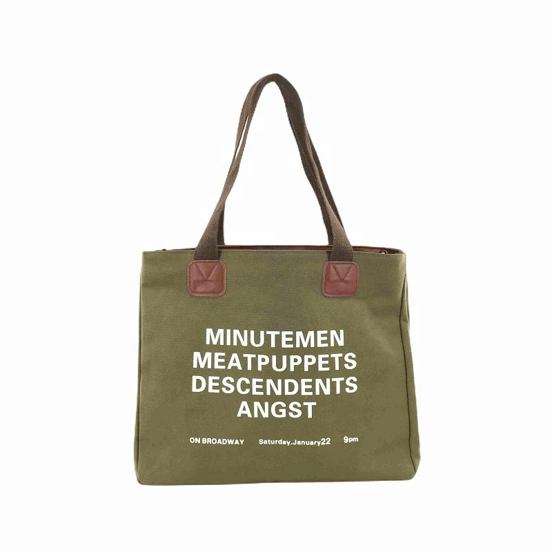 Custom large capacity 12oz canvas leather tote bag women cotton shopper tote bags eco friendly grocery handbag