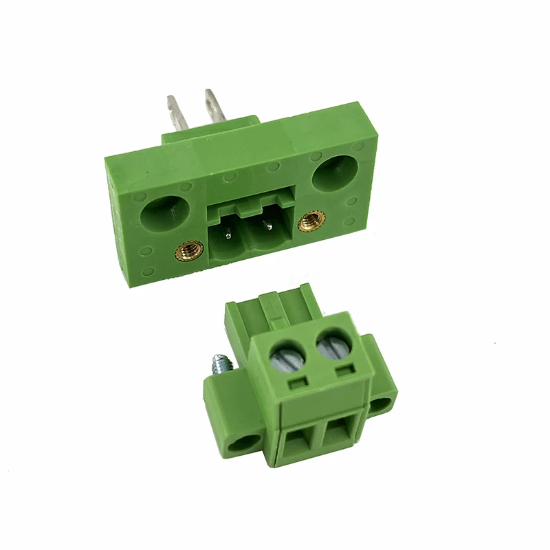 one Set 2pin 2EDGWB 5.08mm wall mounted Terminal Block Pitch 5.08mm Screw Plug-in Terminal Blocks Connector