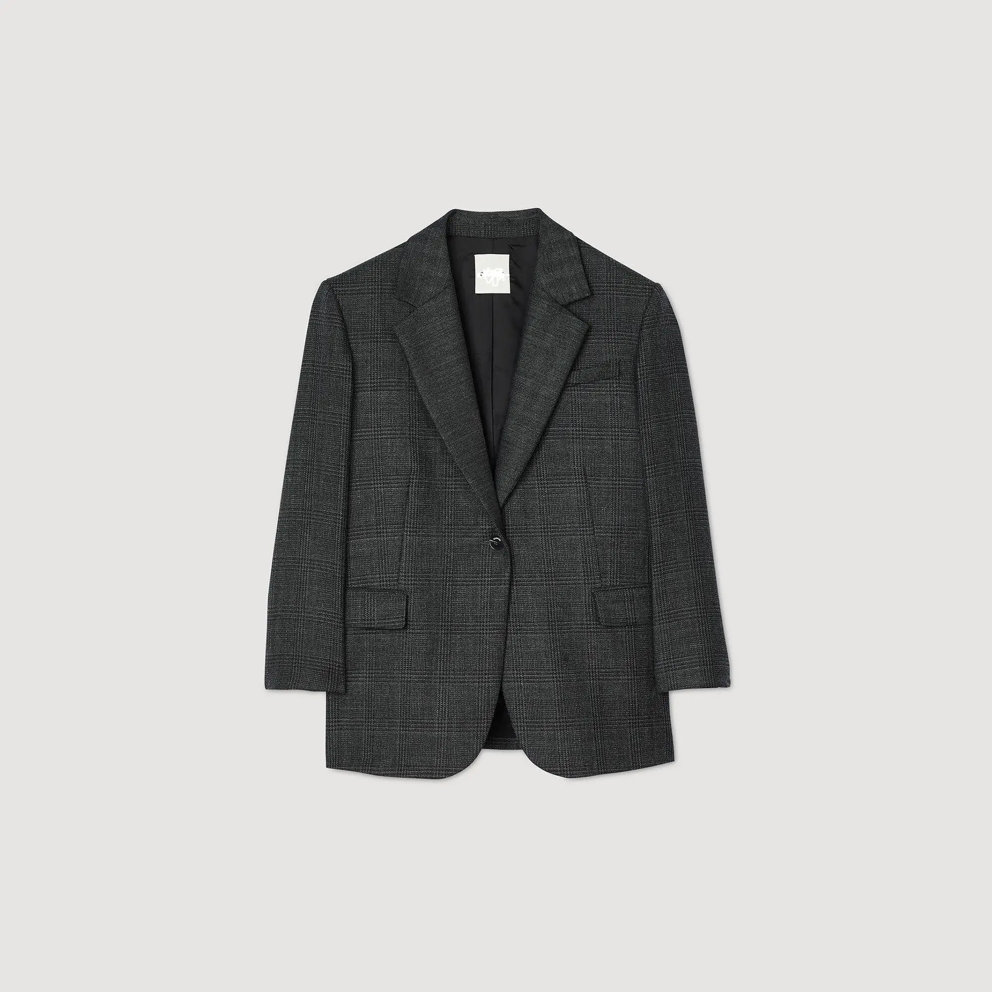 Custom Autumn Winter Design Wool Checked Suit Jacket Women Blazers Formal Warm Woolen Suit Jacket