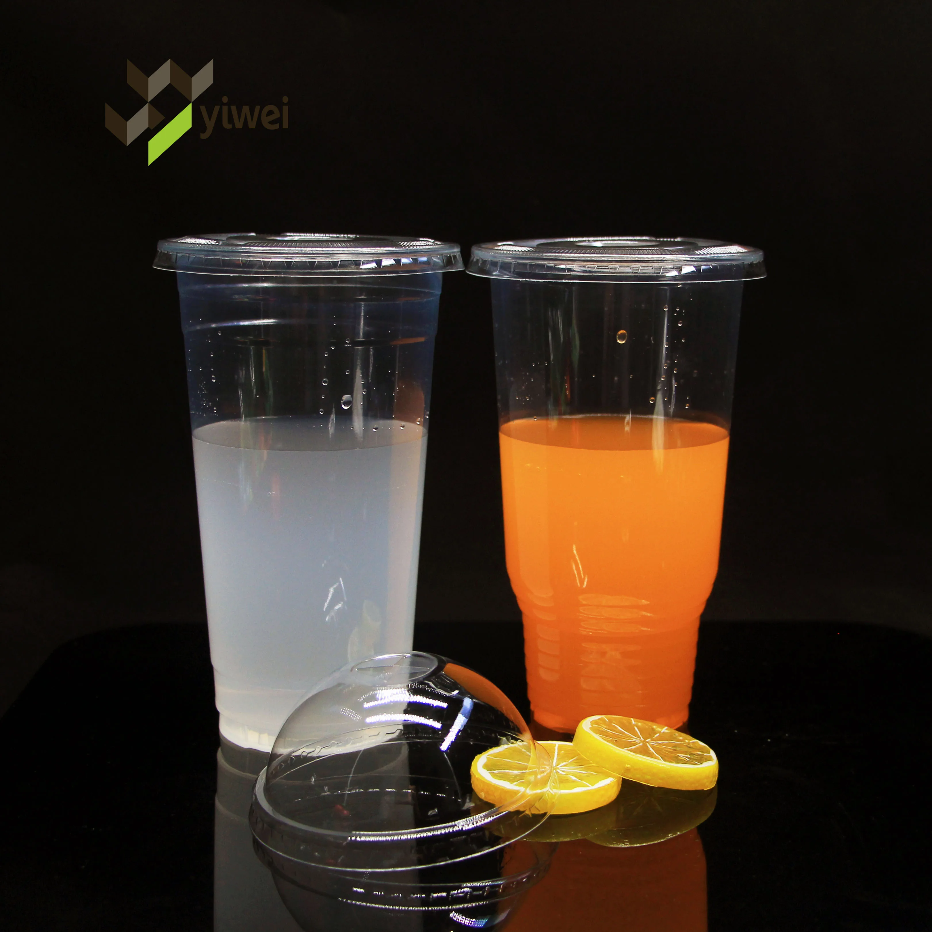 Wholesale 16oz custom logo transparent thick smoothie reusable plastic boba milktea cups bubble tea cup with lid