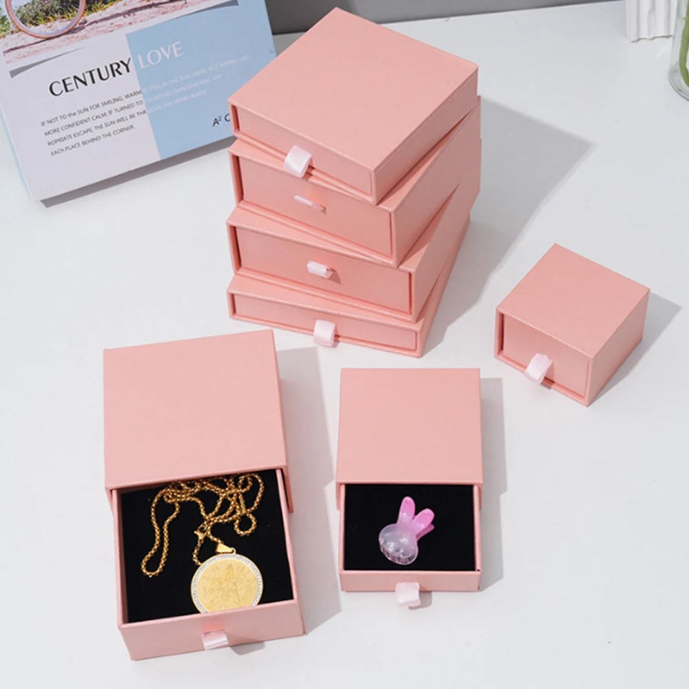 Wholesale Custom Logo Jewellery Packaging Drawer boxes Ring Earring, Pink Black Cardboard Paper jewellery boxes wholesale