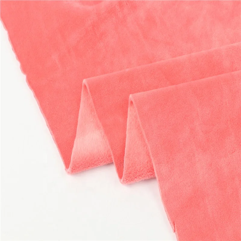 Polyester Spandex Flannel Fleece Double Side Brushed Stretch Velvet Velour Velboa Fabric Material for Winter Clothing