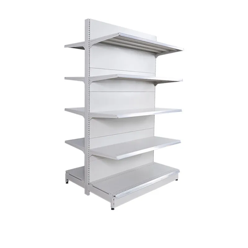 Недорогая полка для супермаркета гондолы роскошная односторонняя задней панели металлическая магазина