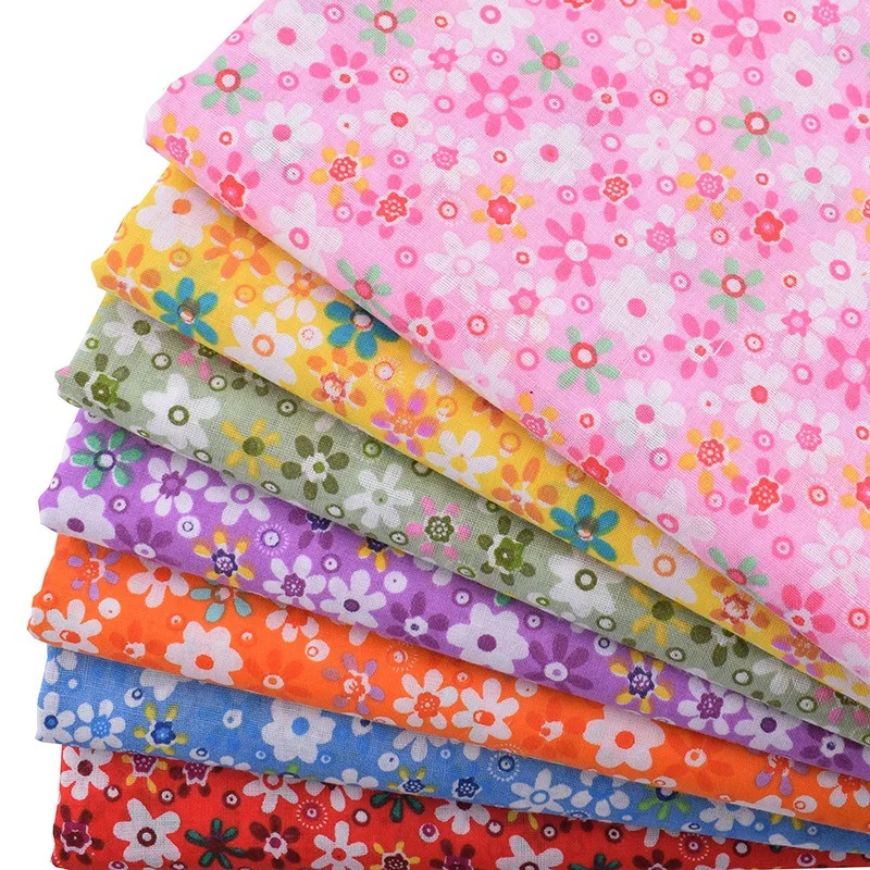 Wholesale 7pcs Quilting Fabric Fat Quarter Bundle Sunflower Printing 100% Cotton Floral Fabric Squares Patchwork  DIY