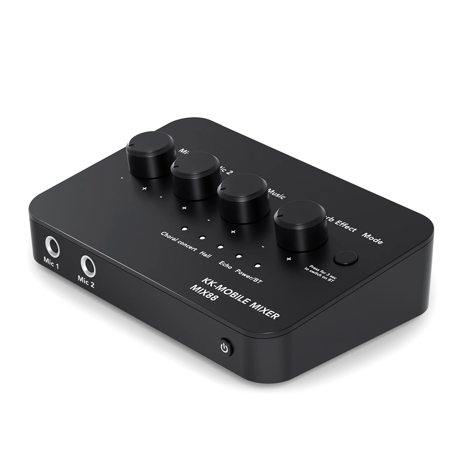 MIX 88 Portable Karaoke Microphone Mixer 2 Mic Inputs AUX IN/OUT BT Connection Reverb Effect for Home Theatre Car Audio