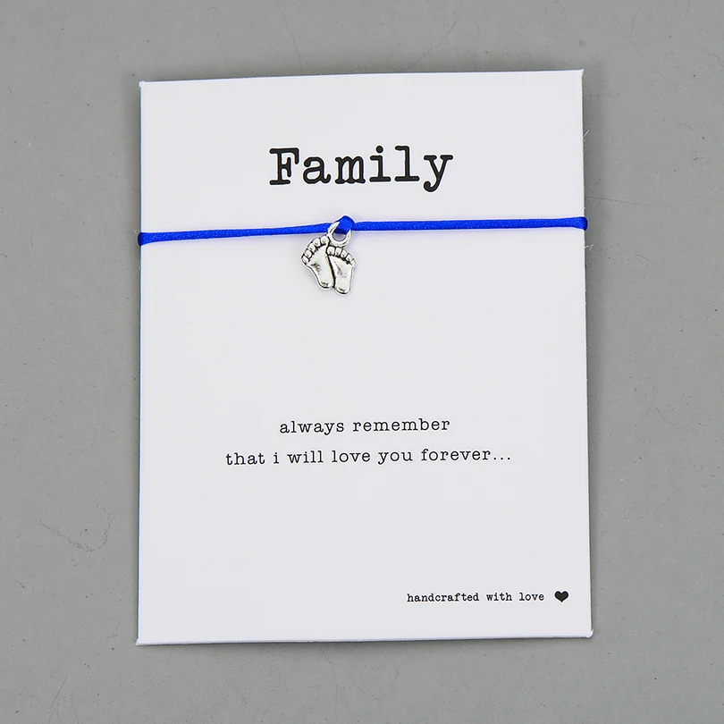 Lovely Double Feet Family Wish Bracelet Mom Dad Baby Kids Gift Simple Red String Charm Bracelets Jewelry for Women Men