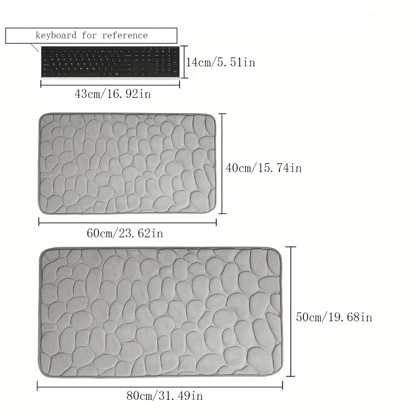 Microfiber Memory Foam Bathroom Mats Water Absorbent Quick Dry Anti-Slip Stone Design Washable Waterproof Carpet for Toilet Use