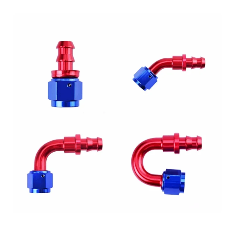 universal 90degree elbow 1/8 1/2 1/4 Male NPT Barb push on hose end polish aluminum AN ptfe tube swivel pipe straight fitting