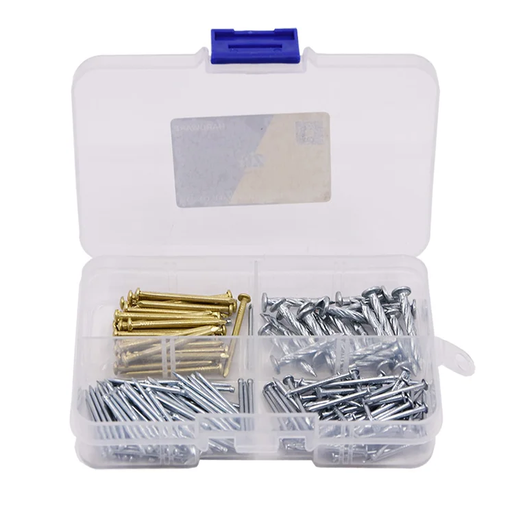 Китайская фабрика, 200 шт., разные металлические шипы для закрепления проводов, набор гвоздей с коробкой