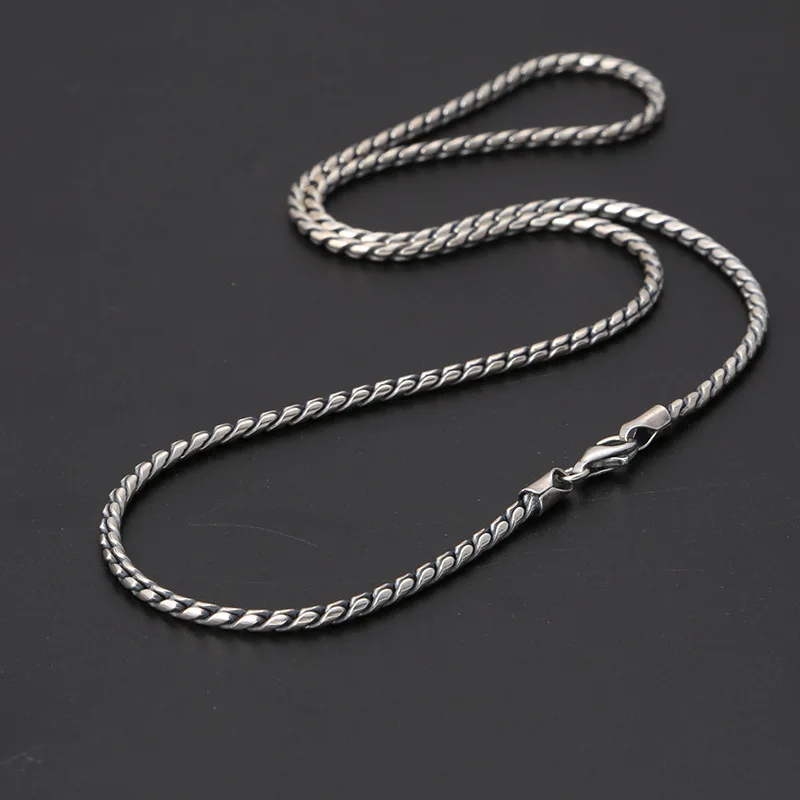 925 Sterling Silver Jewelry Handmade Braided Necklaces Sweater Chain For Men  Twists Chain Necklaces Jewelry