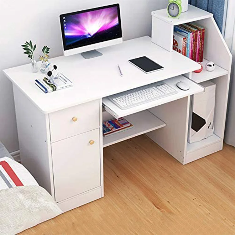 
Modern Writing Study desk White Home Office Computer Desk Table with Drawer Storage 