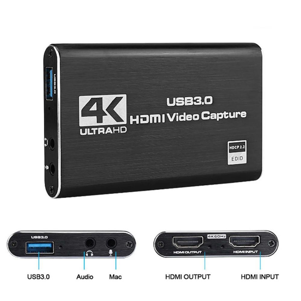 
HDMI to USB 3.0 Video Capture Card 4K@60Hz Input HD Video Grabber Recorder Box 1080P@60FPS Output For OBS Game Live Streaming 