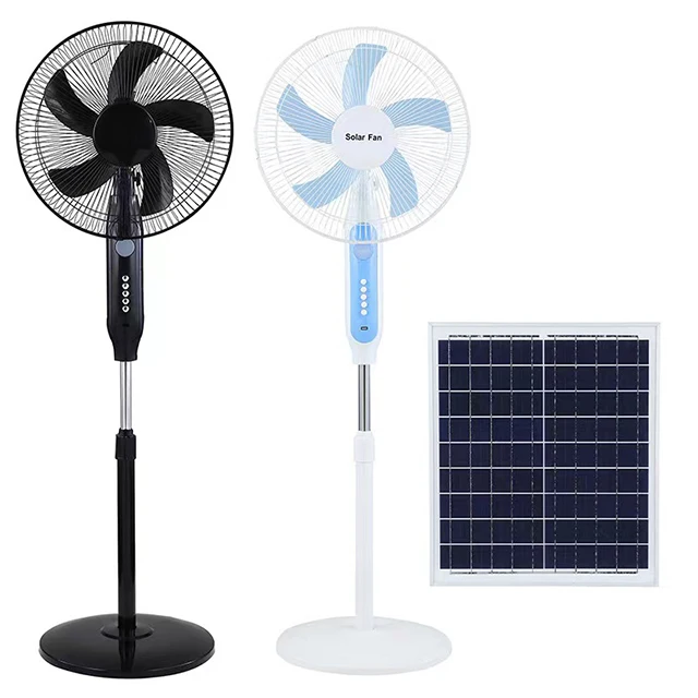 AC/DC Operation Metal Grill 12 Inches 3 Blades Home Fans Rechargeable Electric Fan with solar panel