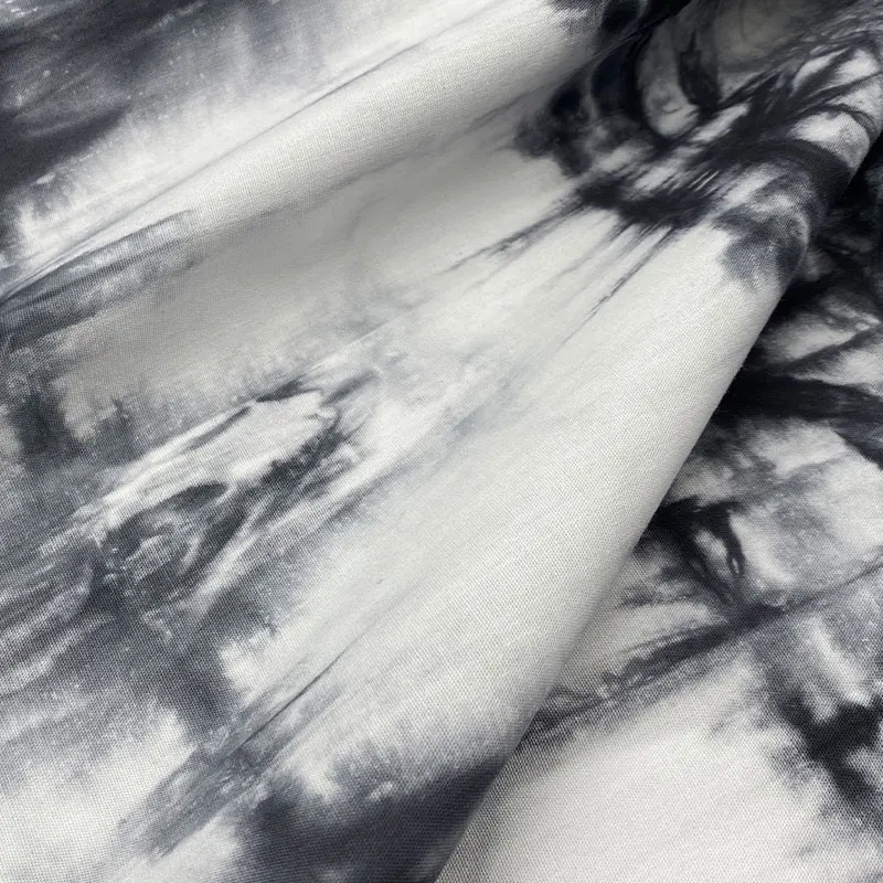 Ready stock black white plain weave 105gsm two tone custom poplin printed 100% cotton tie dye fabric