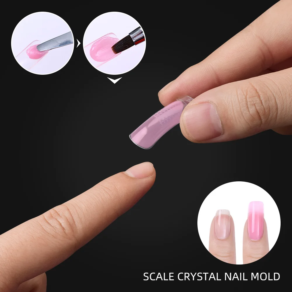 Hadiyah Wholesale 100pcs Clear Nail Forms Acrylic False Nails Full Cover Quick Building Mold Tips Dual Forms Nail Extension